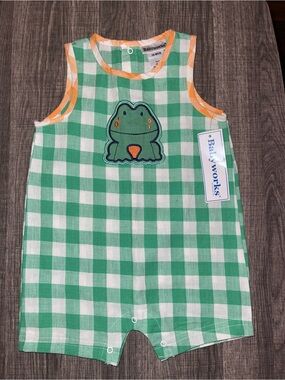 Babyworks Green Gingham Frog Romper Size 18m